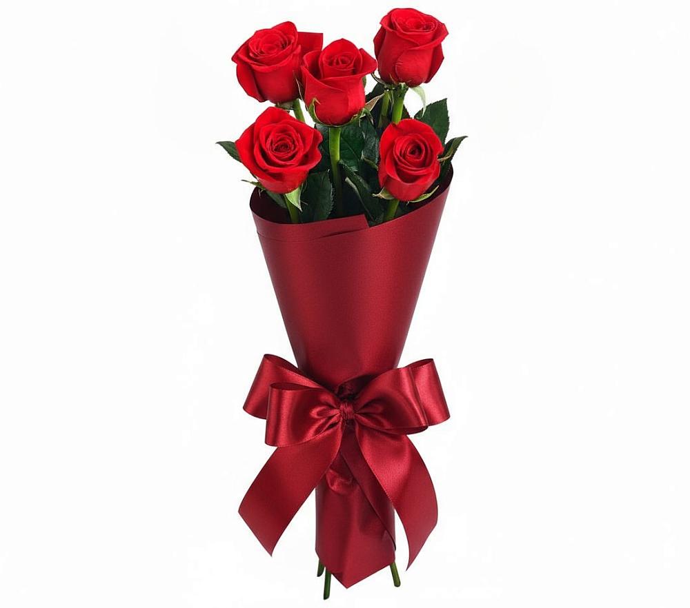 Букет 5 Красных роз Эдлесс Лав в Стремилово