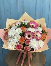 Букет цветов из:  Розы, Герберы и Хризантемы #REPLACE_PRED# Стремилово