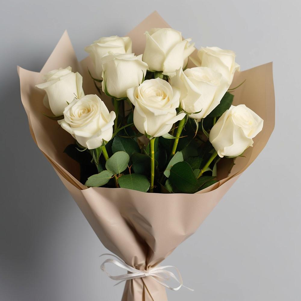 Букет 9 Белых роз Эдлесс Лав в Стремилово