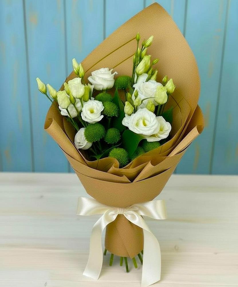 Букет цветов из: Хризантемы и Лизиантусы в Стремилово