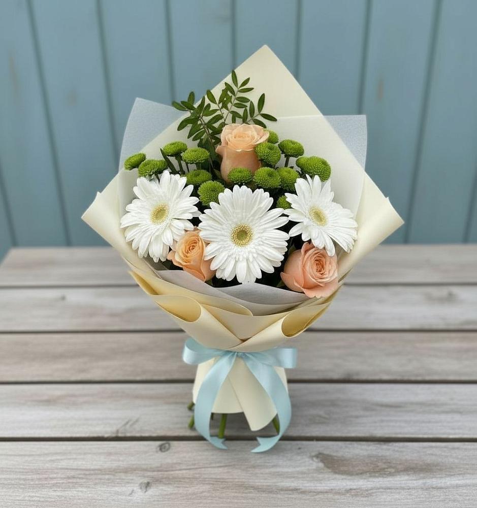 Букет цветов из: Герберы, Розы и Хризантемы в Стремилово