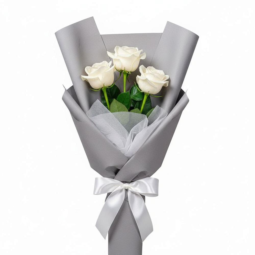 Букет 3 белые розы в Стремилово