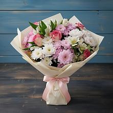 Букет цветов из:  Хризантемы, Альстромерии и Розы в Стремилово