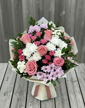 Букет цветов из:  Альстромерии, Гвоздики, Розы и Хризантемы в Стремилово